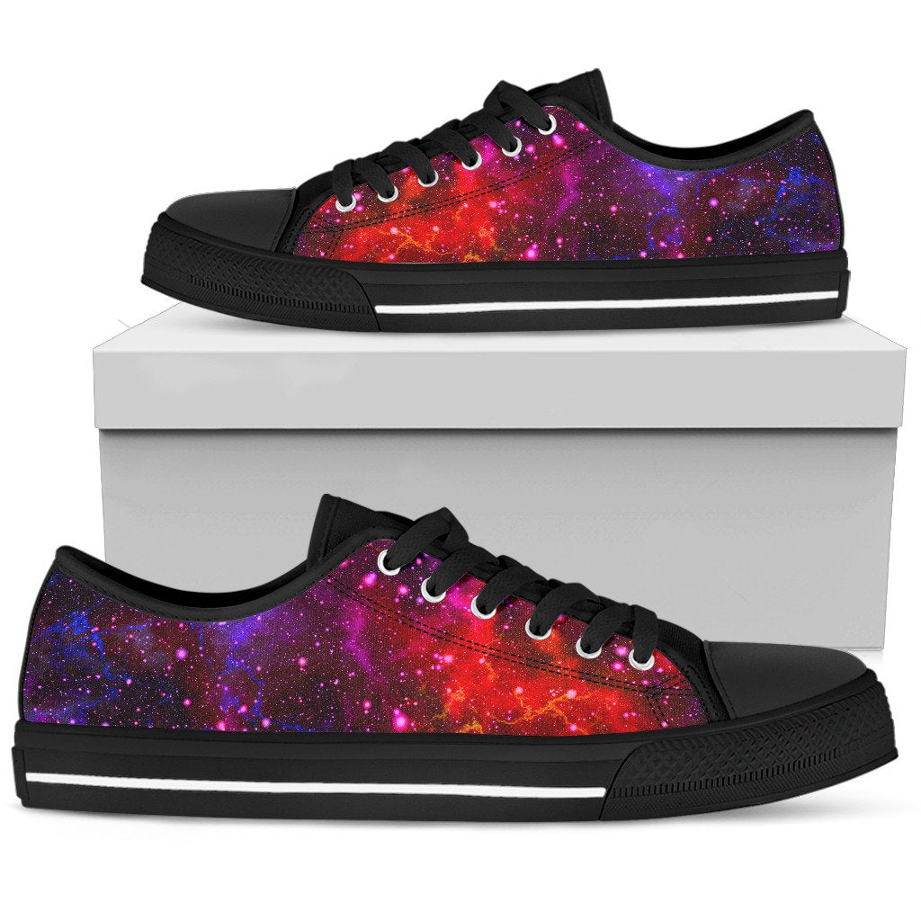 Purple Dark Galaxy Space Print Men's Low Top Shoes