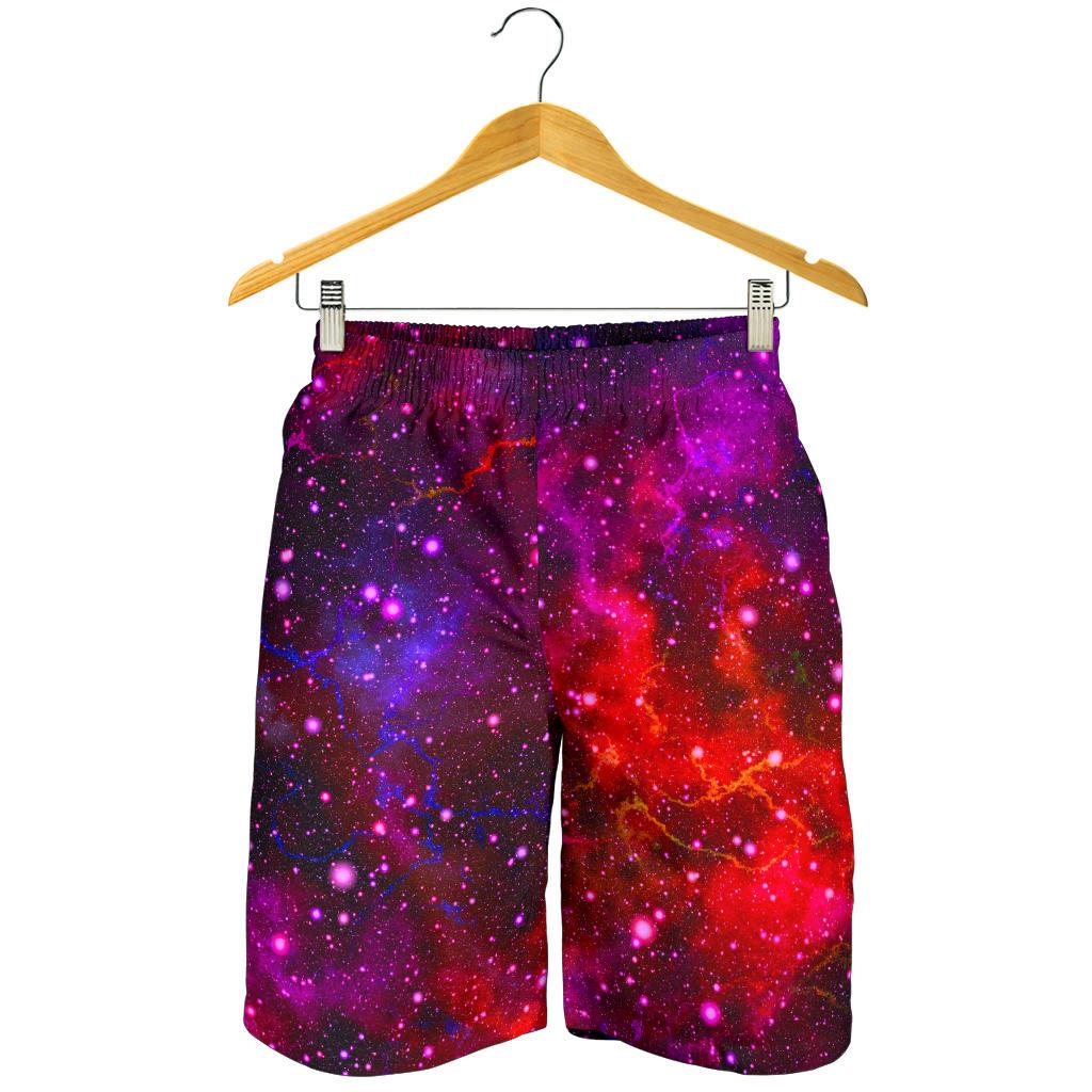 Purple Dark Galaxy Space Print Men's Shorts