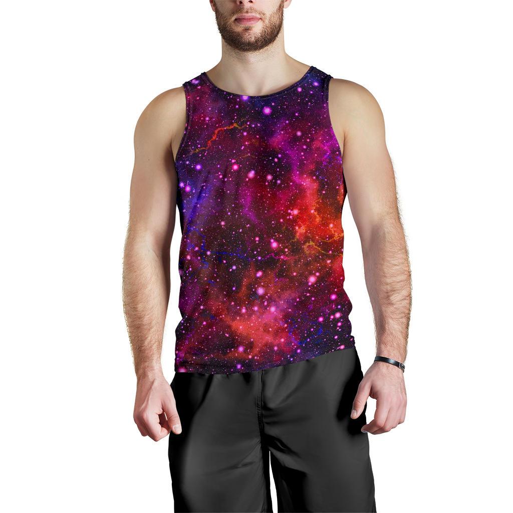 Purple Dark Galaxy Space Print Men's Tank Top