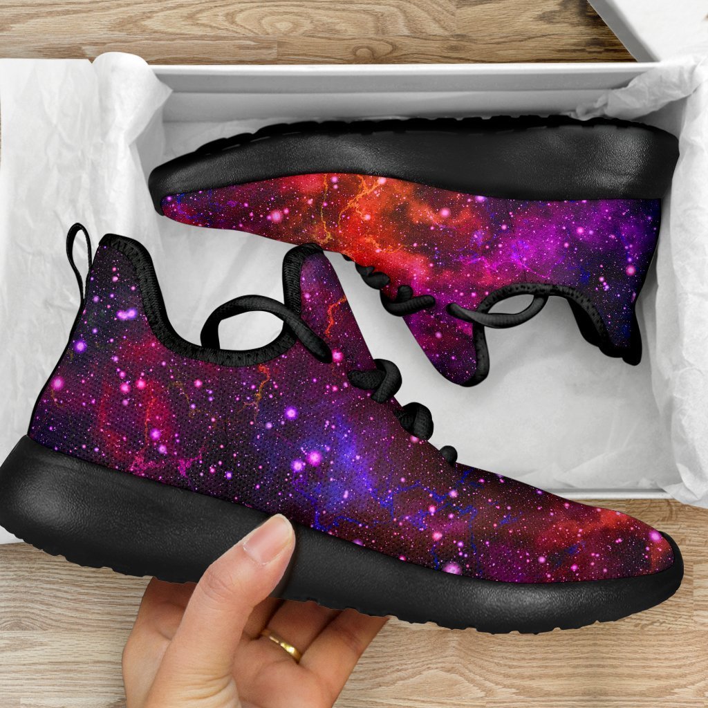 Purple Dark Galaxy Space Print Mesh Knit Shoes