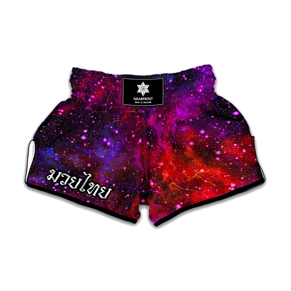 Purple Dark Galaxy Space Print Muay Thai Boxing Shorts