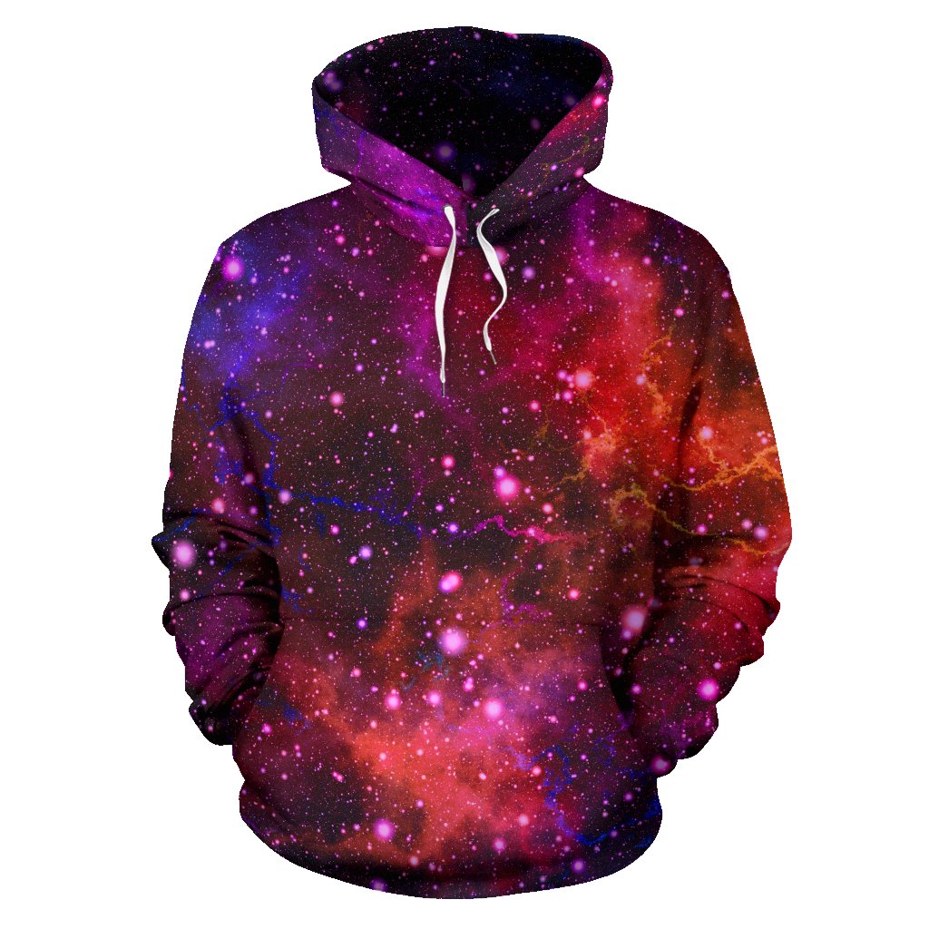 Purple Dark Galaxy Space Print Pullover Hoodie