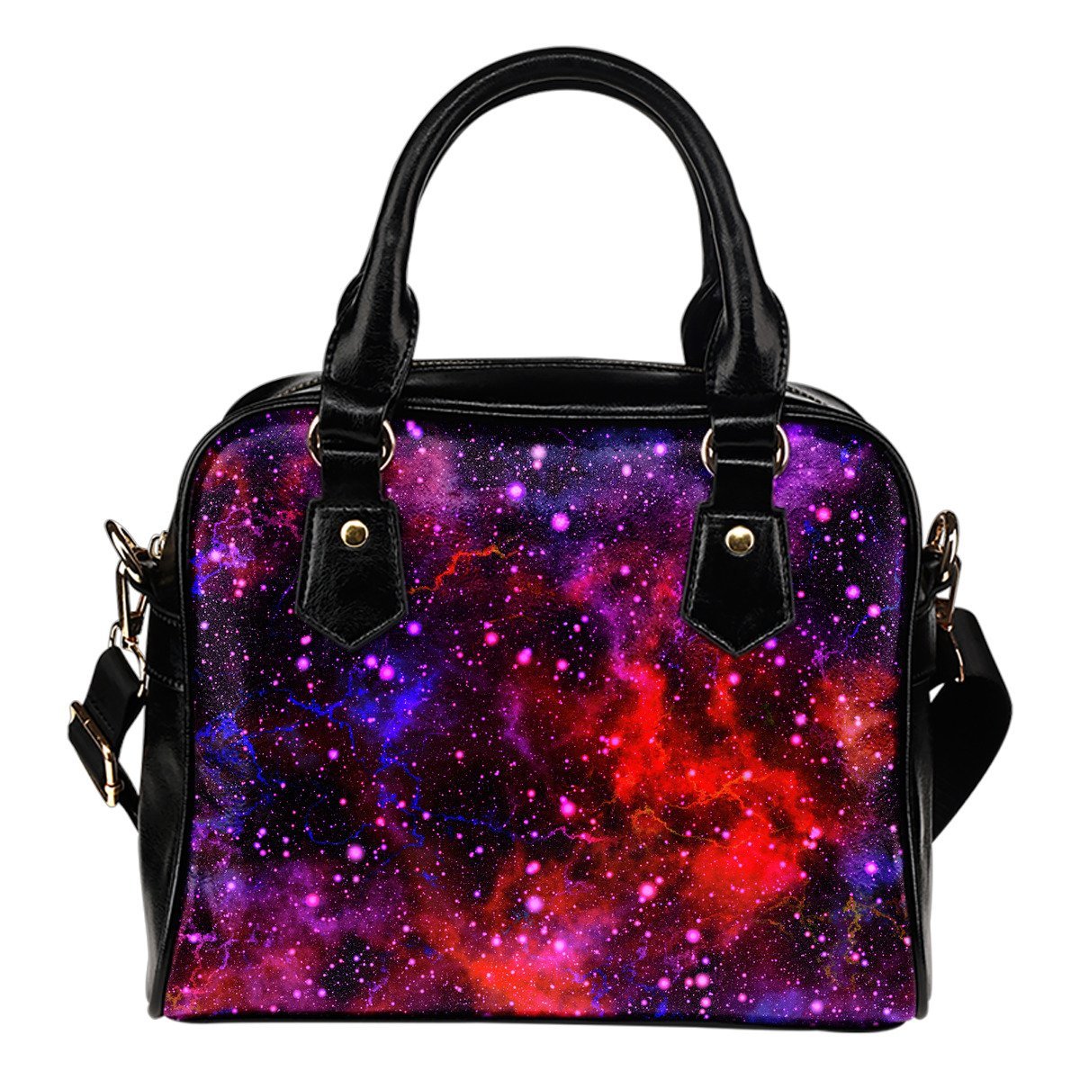 Purple Dark Galaxy Space Print Shoulder Handbag