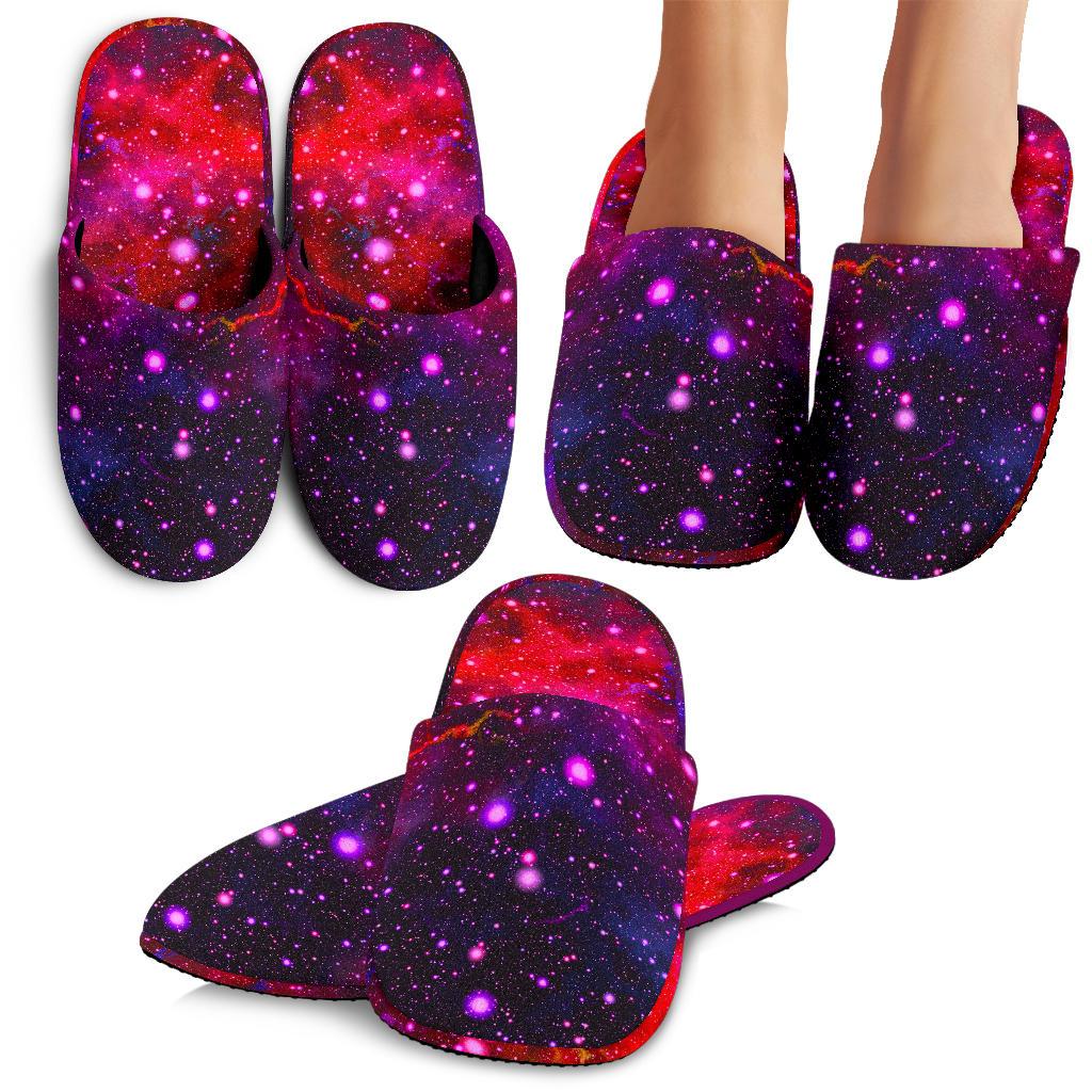 Purple Dark Galaxy Space Print Slippers