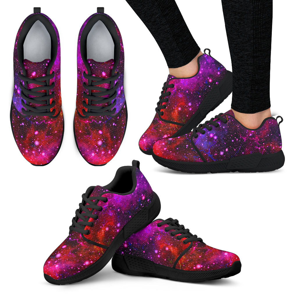 Purple Dark Galaxy Space Print Women's Athletic Shoes