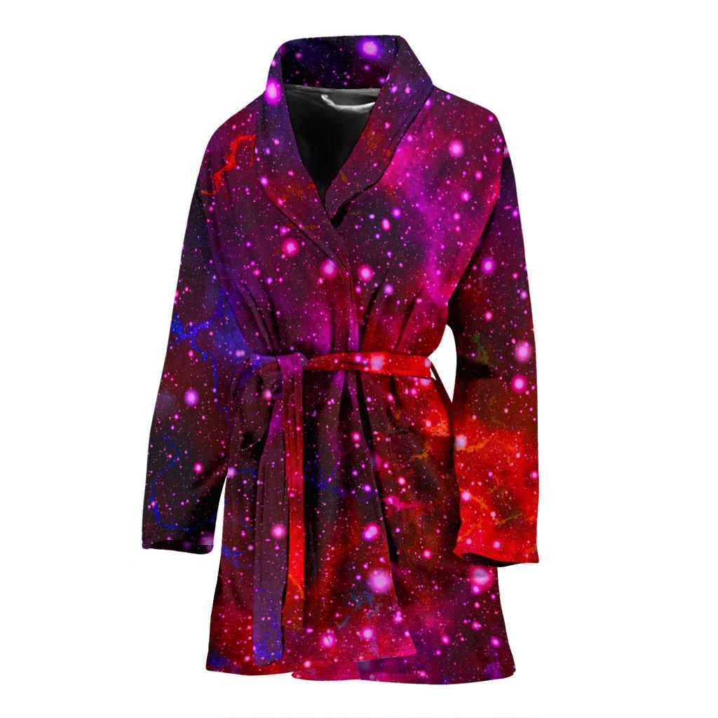 Purple Dark Galaxy Space Print Women's Bathrobe