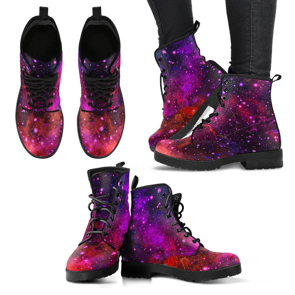 Purple Dark Galaxy Space Print Women's Boots