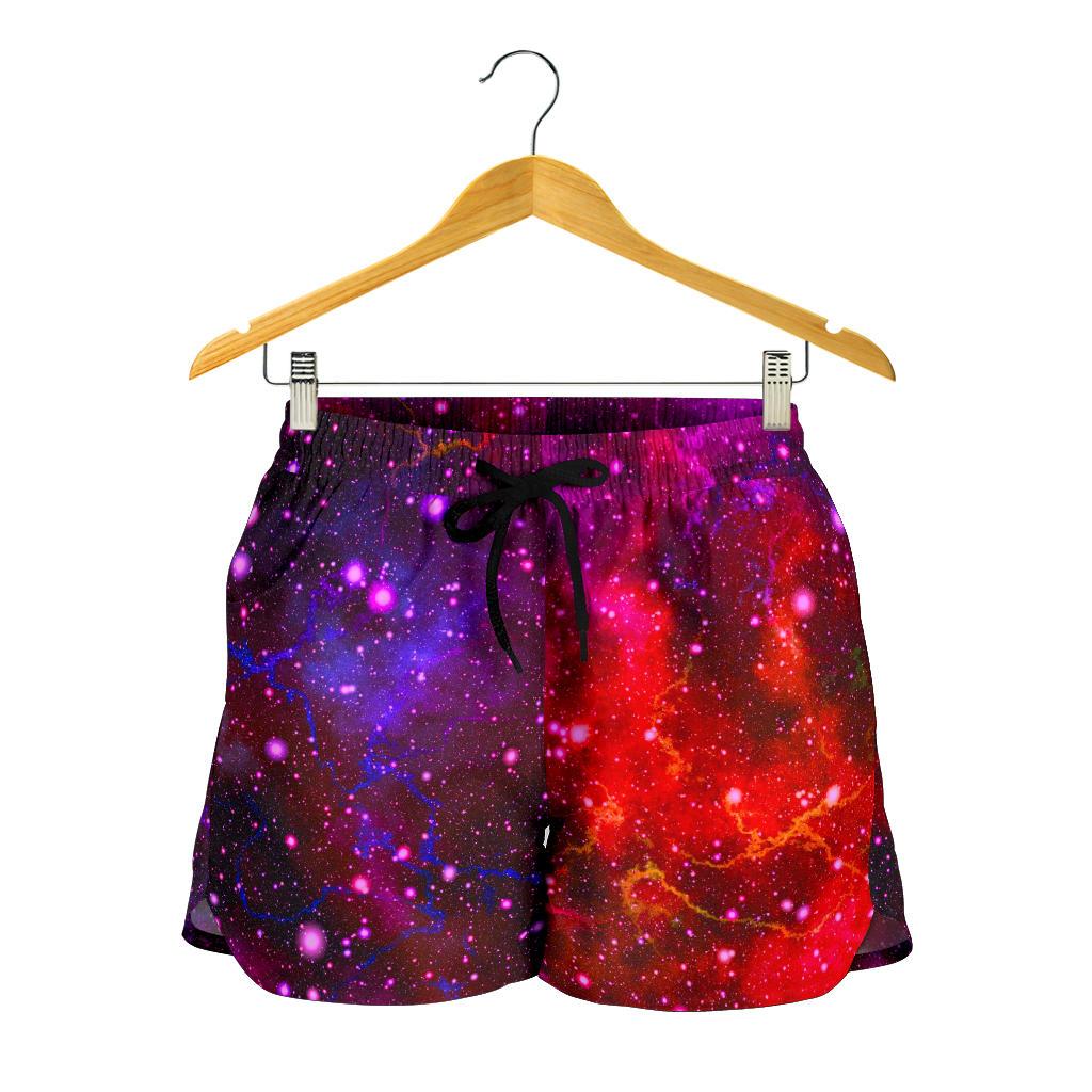 Purple Dark Galaxy Space Print Women's Shorts