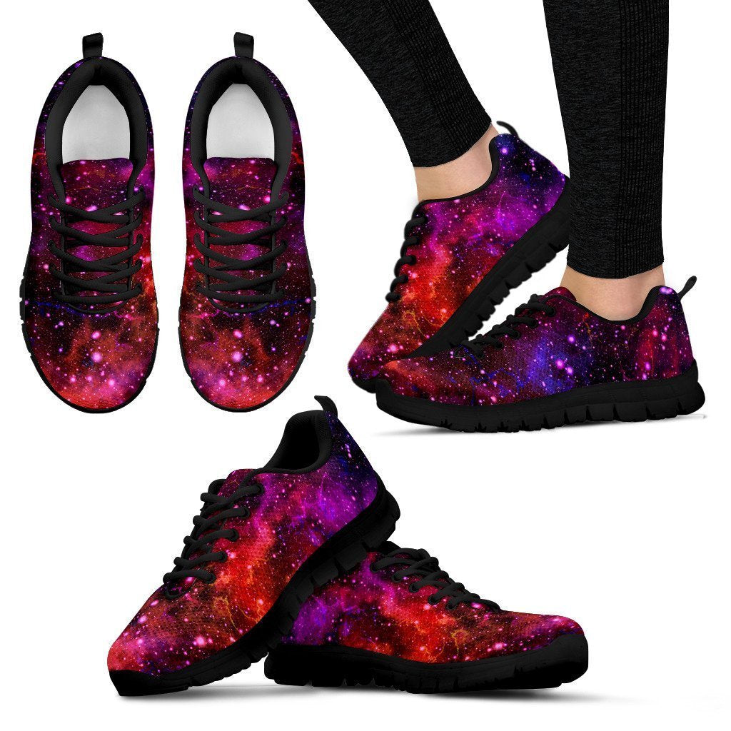 Purple Dark Galaxy Space Print Women's Sneakers