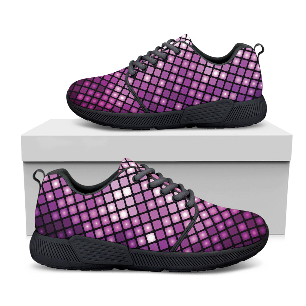 Purple Disco Lights Pattern Print Black Athletic Shoes