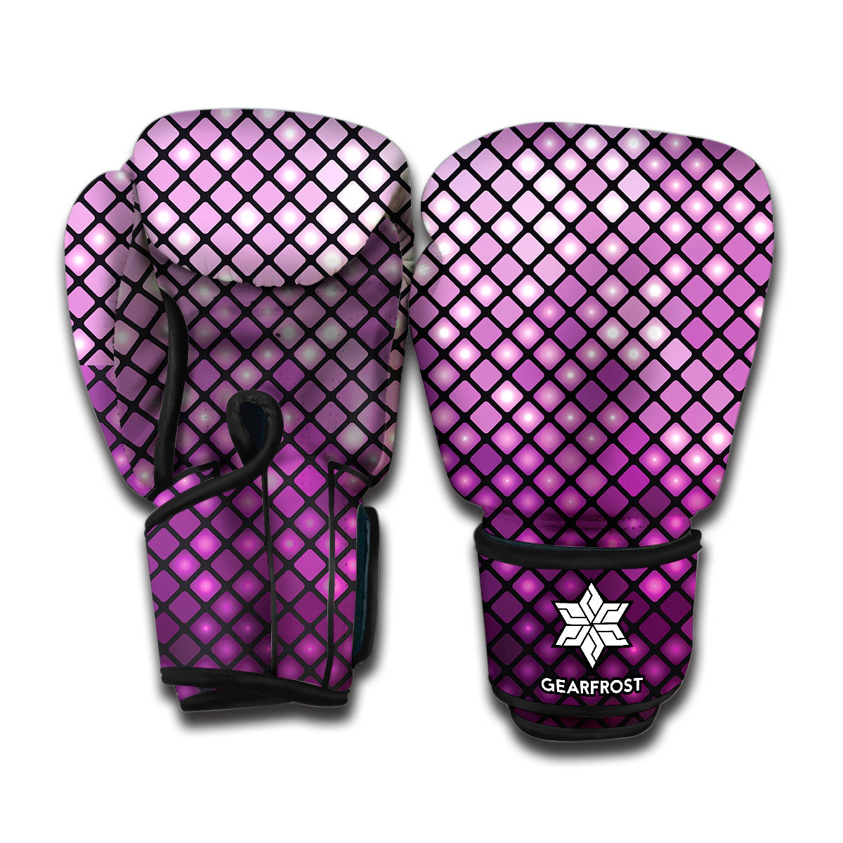 Purple Disco Lights Pattern Print Boxing Gloves