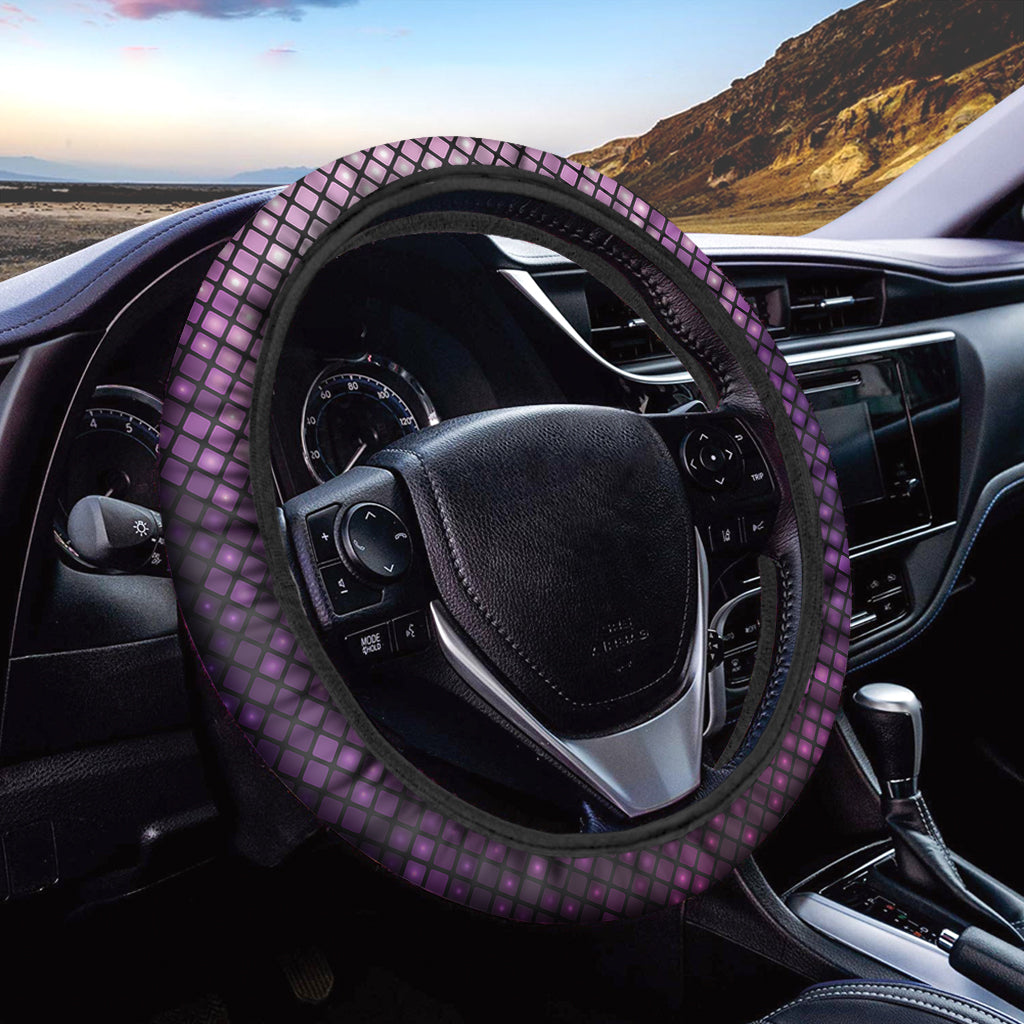 Purple Disco Lights Pattern Print Car Steering Wheel Cover