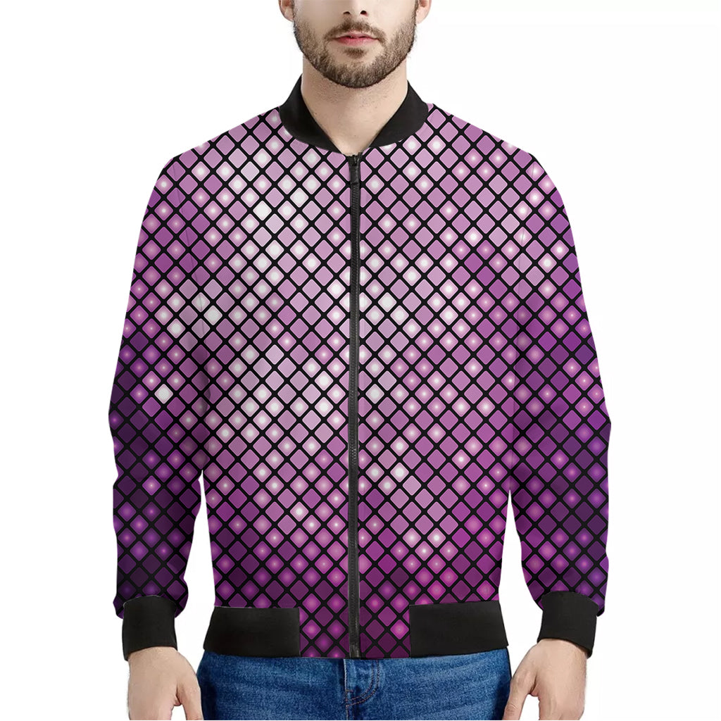 Purple Disco Lights Pattern Print Men's Bomber Jacket