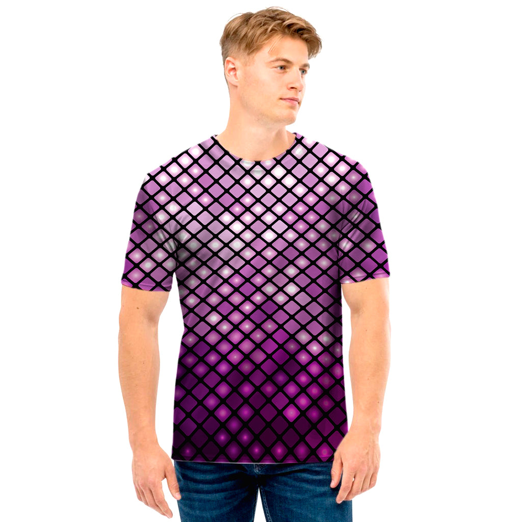 Purple Disco Lights Pattern Print Men's T-Shirt