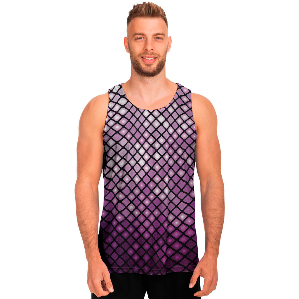 Purple Disco Lights Pattern Print Men's Tank Top