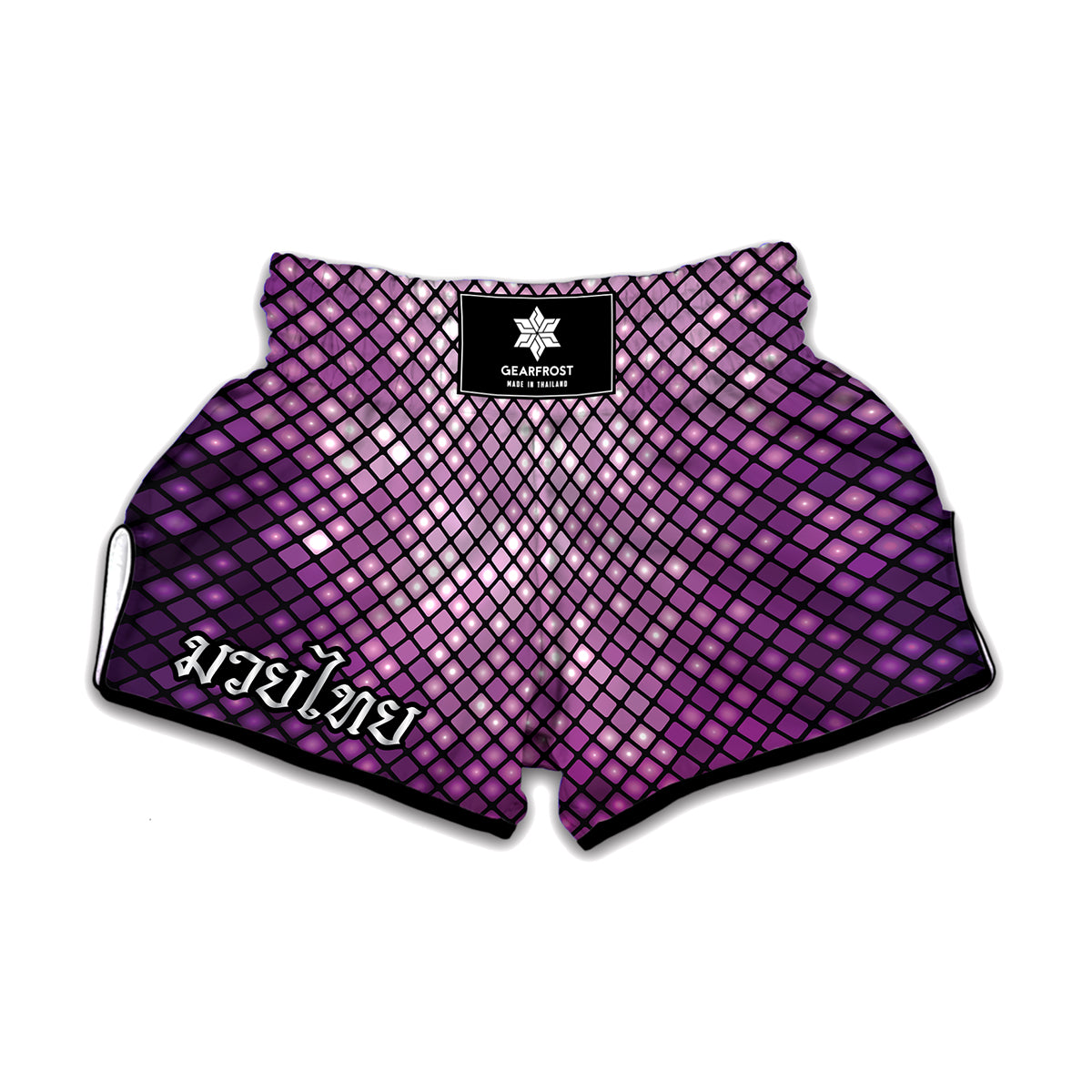 Purple Disco Lights Pattern Print Muay Thai Boxing Shorts