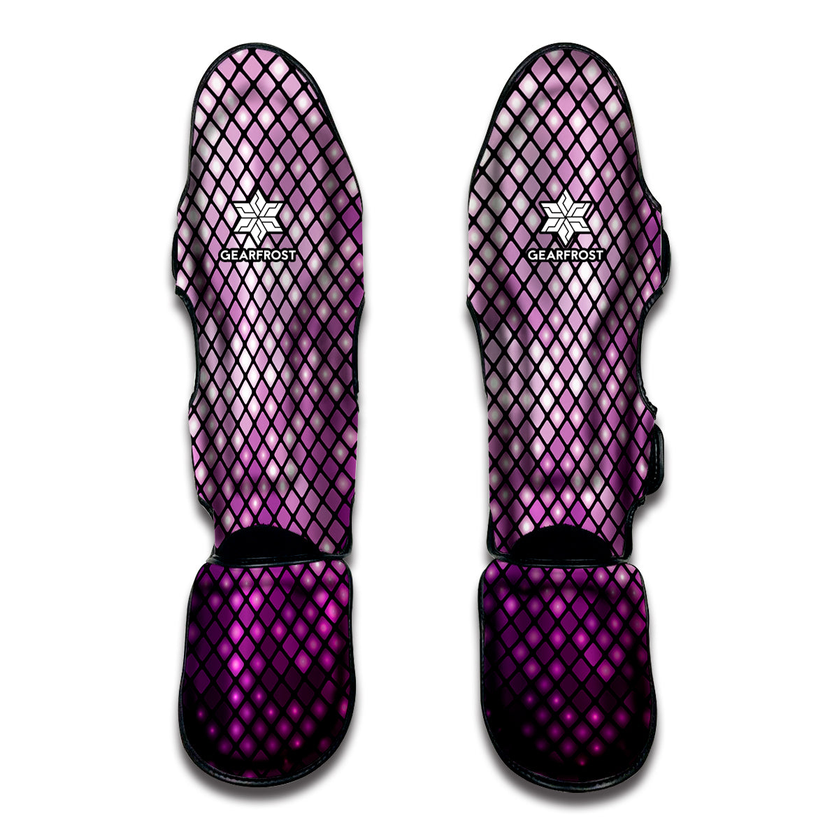 Purple Disco Lights Pattern Print Muay Thai Shin Guards