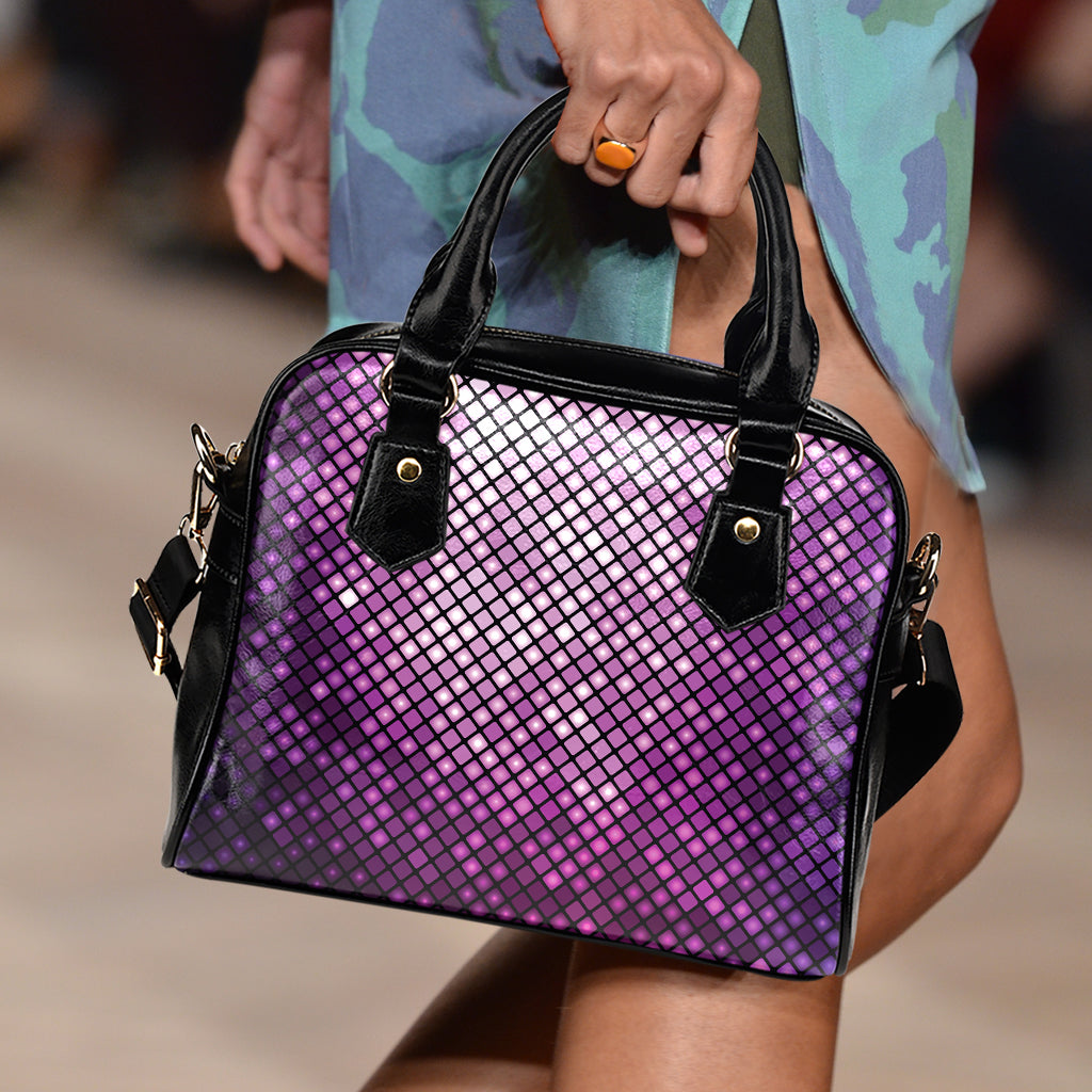 Purple Disco Lights Pattern Print Shoulder Handbag