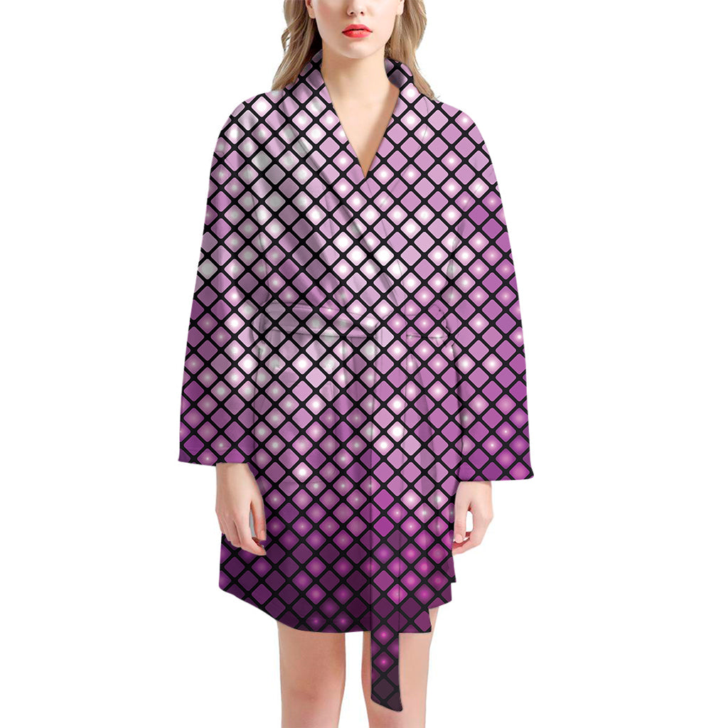 Purple Disco Lights Pattern Print Women's Bathrobe