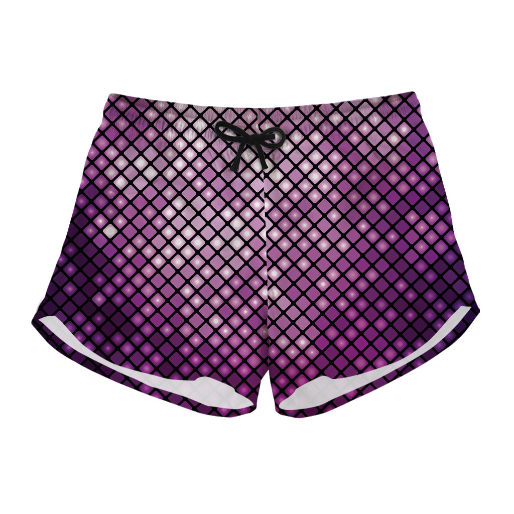 Purple Disco Lights Pattern Print Women's Shorts