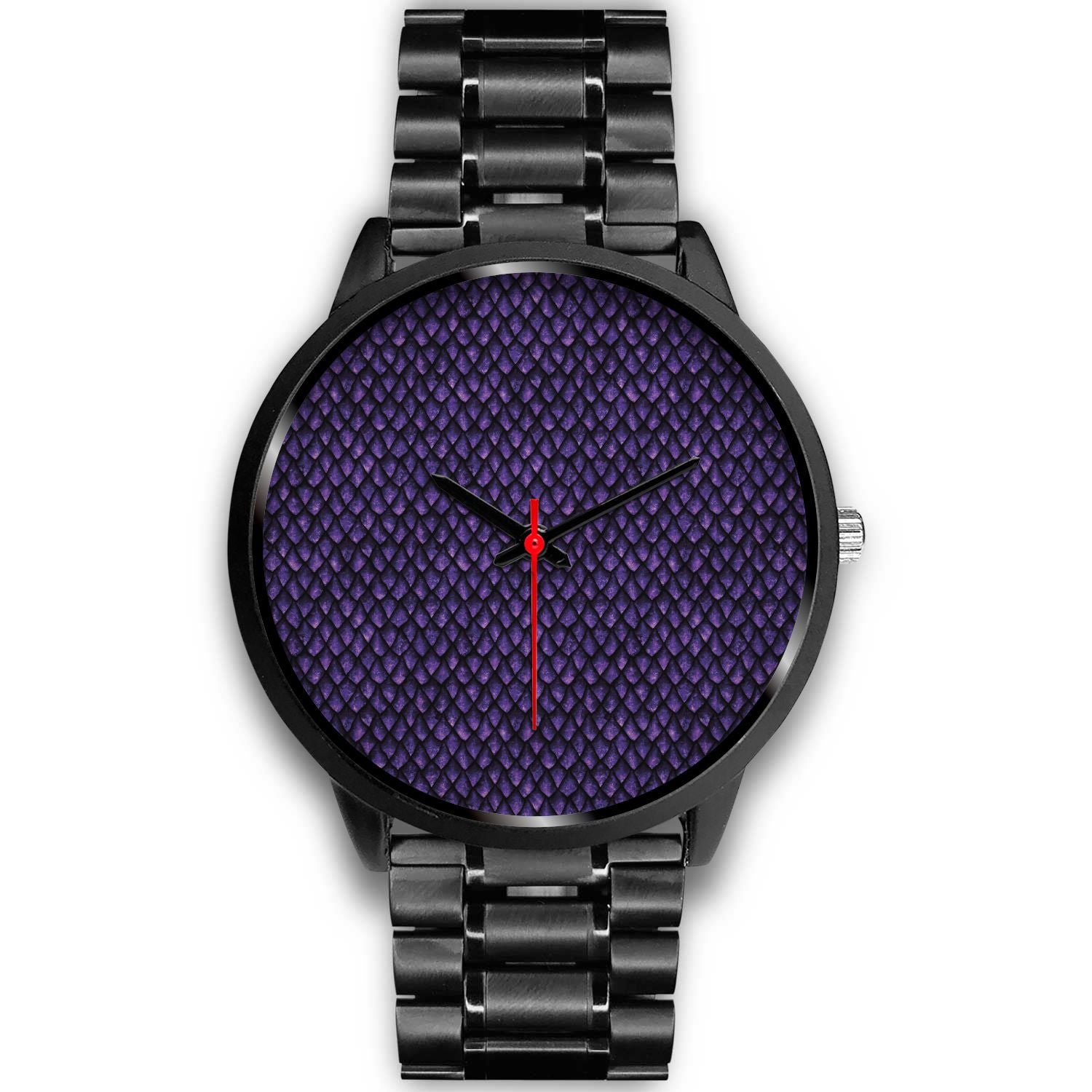 Purple Dragon Scales Pattern Print Black Watch