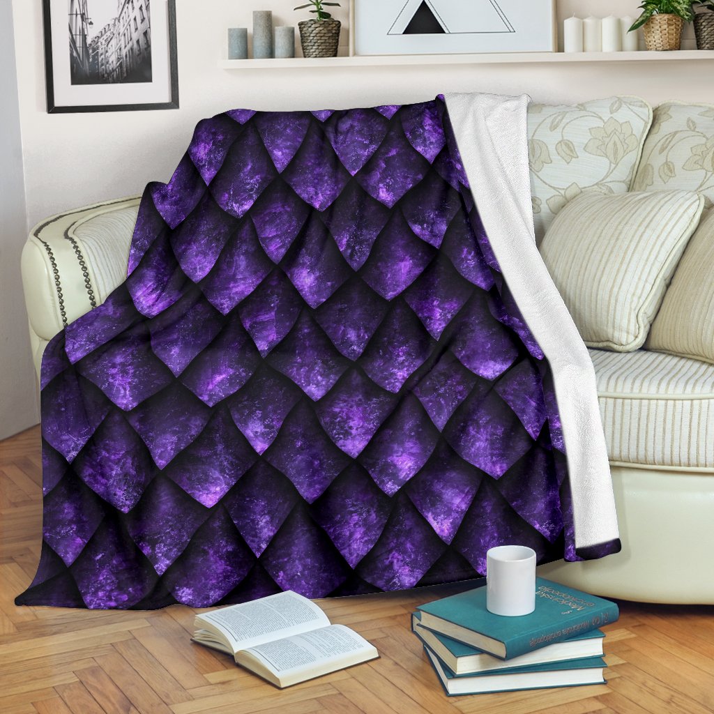 Purple Dragon Scales Pattern Print Blanket