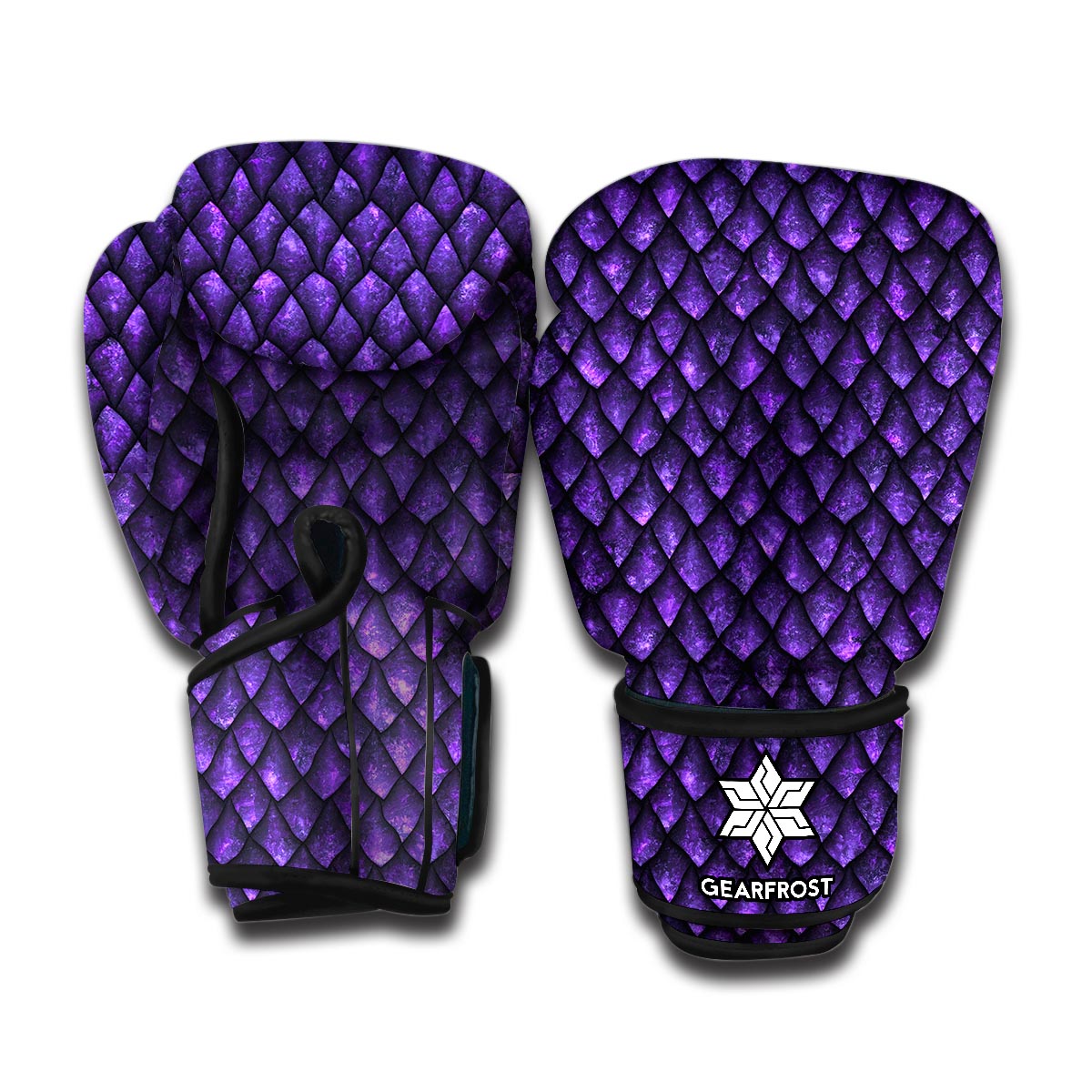 Purple Dragon Scales Pattern Print Boxing Gloves