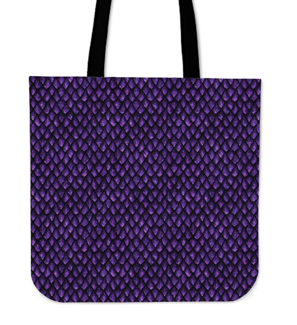 Purple Dragon Scales Pattern Print Canvas Tote Bag