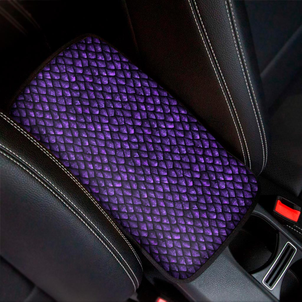 Purple Dragon Scales Pattern Print Car Center Console Cover