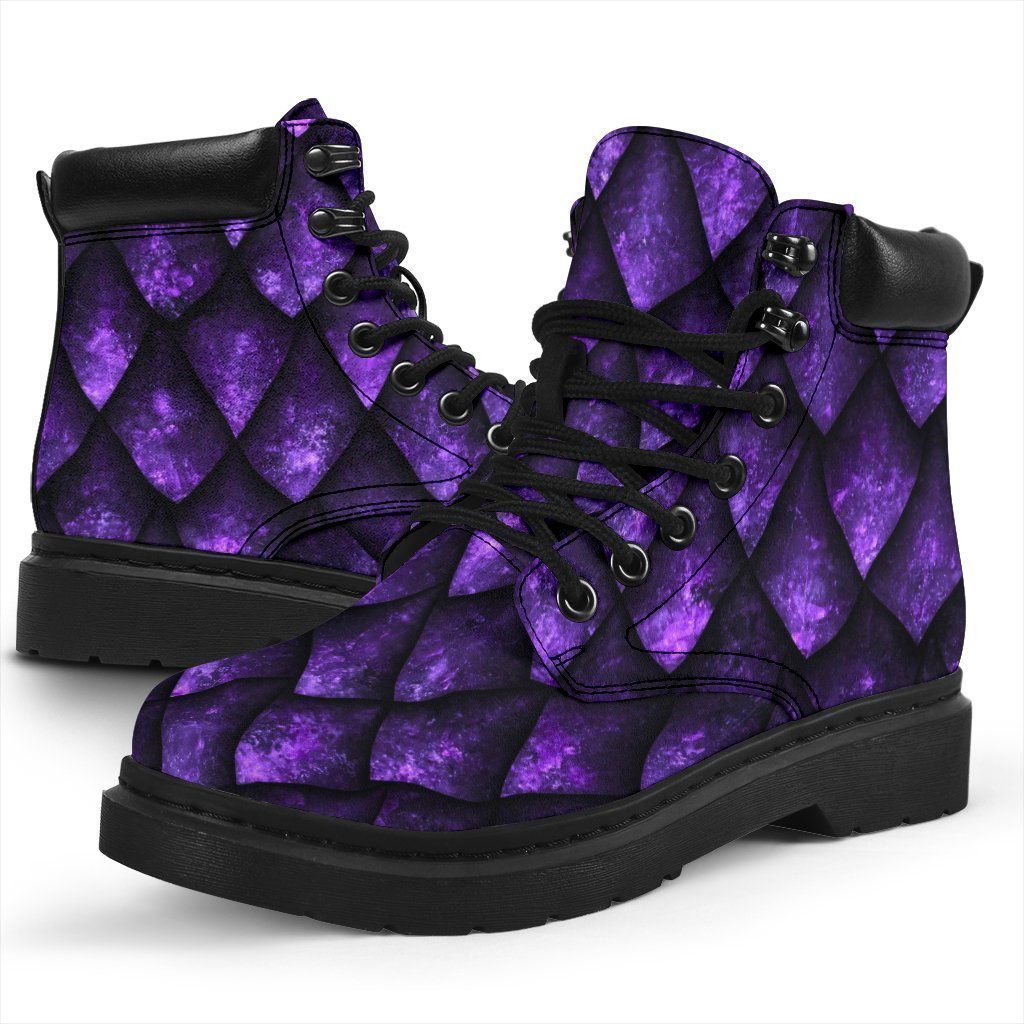 Purple Dragon Scales Pattern Print Classic Boots