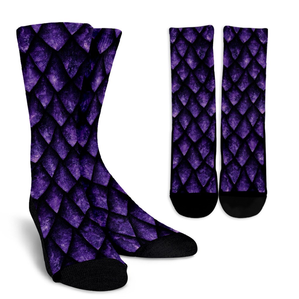 Purple Dragon Scales Pattern Print Crew Socks