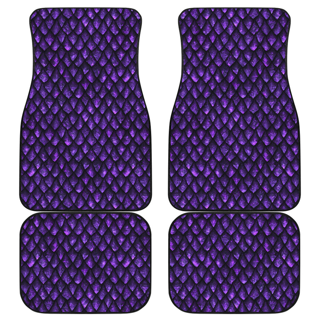 Purple Dragon Scales Pattern Print Front and Back Car Floor Mats