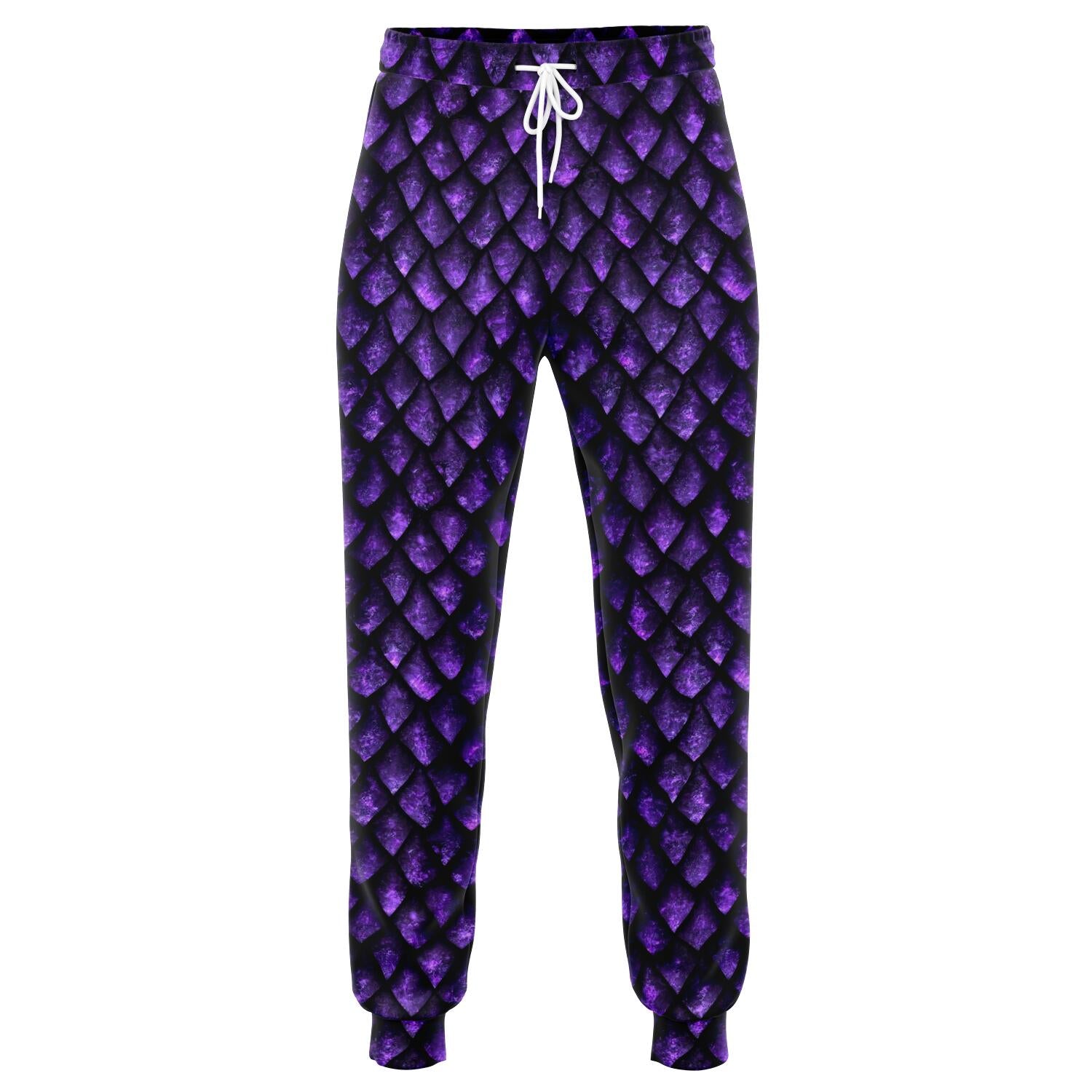 Purple Dragon Scales Pattern Print Jogger Pants