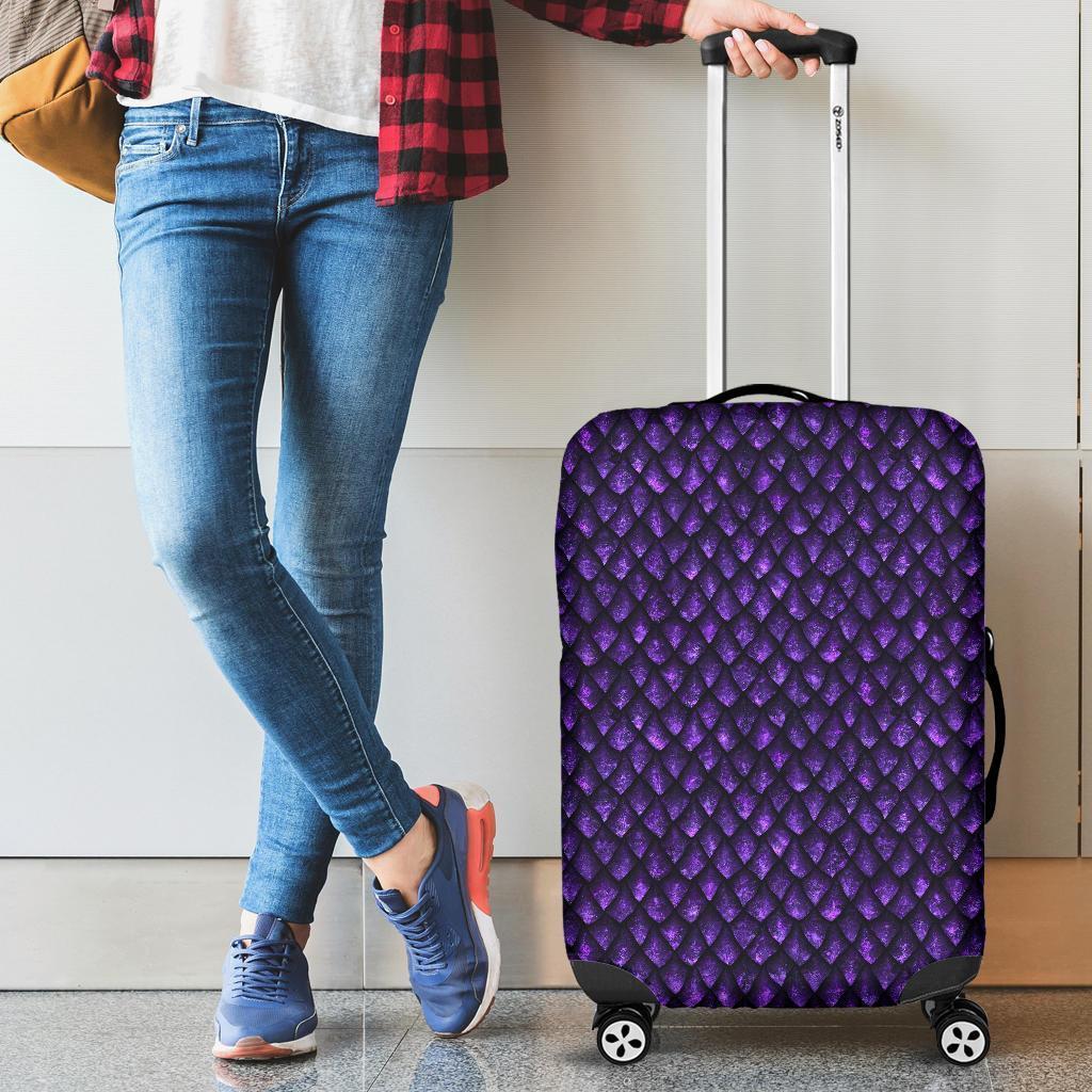 Purple Dragon Scales Pattern Print Luggage Cover