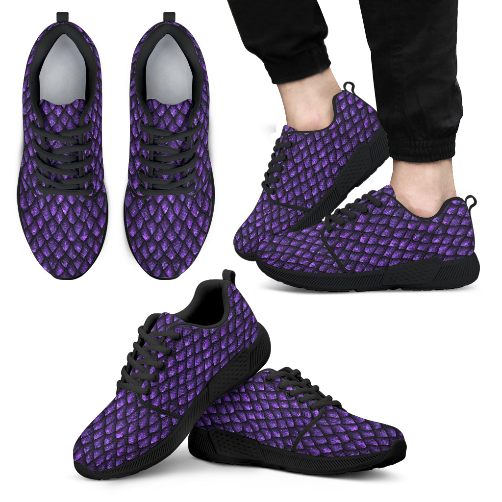 Purple Dragon Scales Pattern Print Men's Athletic Shoes