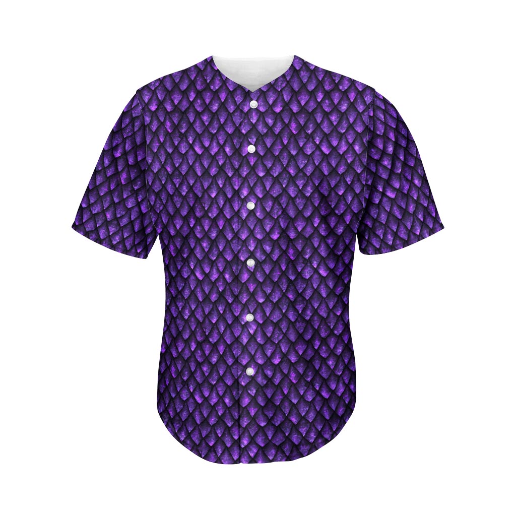 Purple Dragon Scales Pattern Print Men's Baseball Jersey