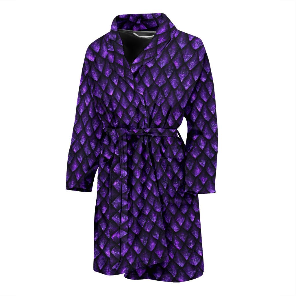 Purple Dragon Scales Pattern Print Men's Bathrobe