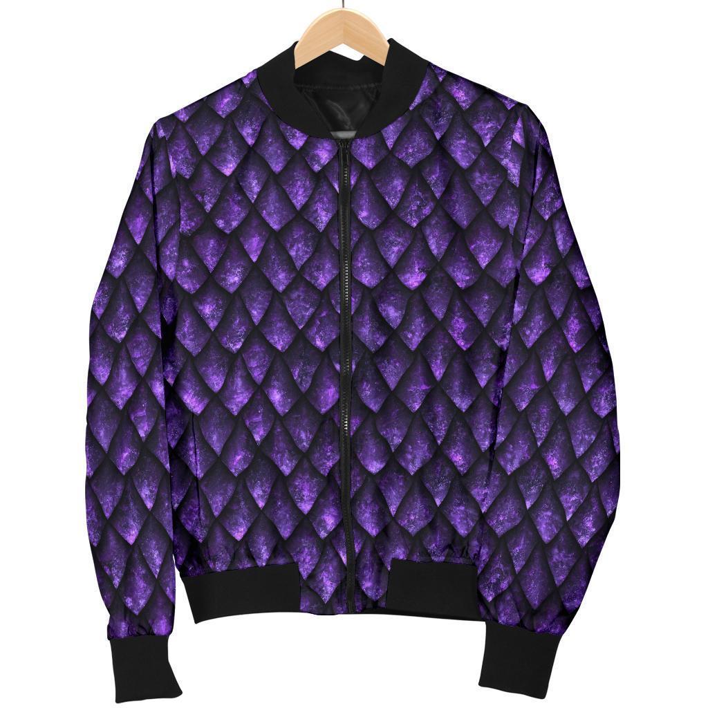 Purple Dragon Scales Pattern Print Men's Bomber Jacket