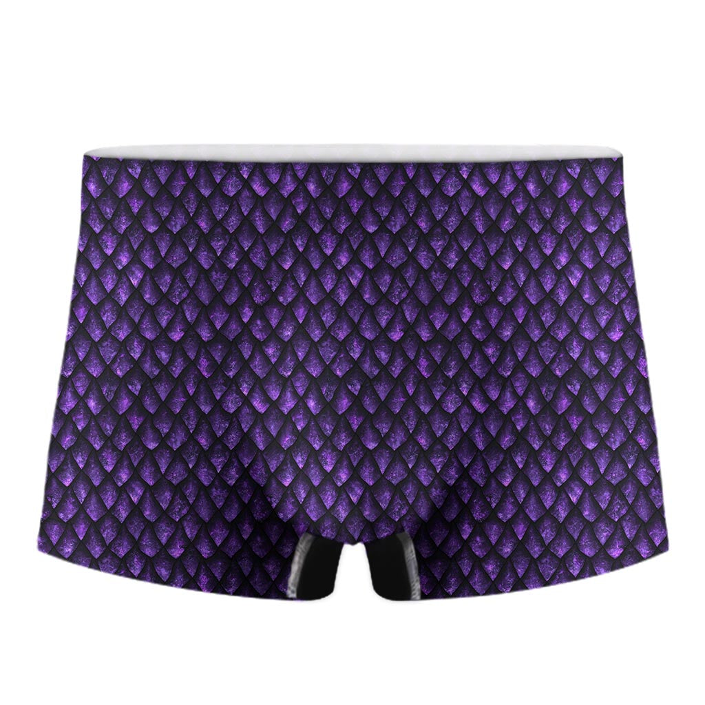 Purple Dragon Scales Pattern Print Men's Boxer Briefs