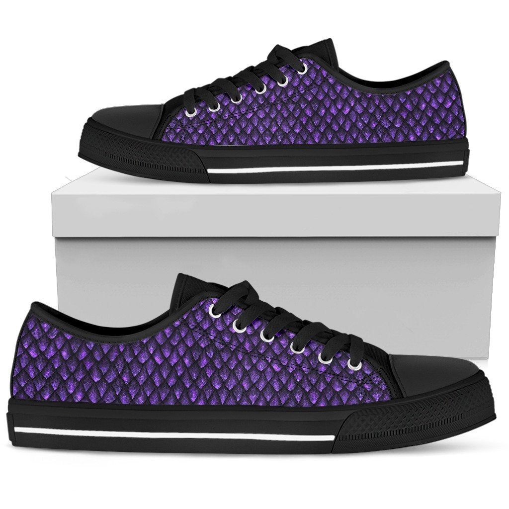 Purple Dragon Scales Pattern Print Men's Low Top Shoes