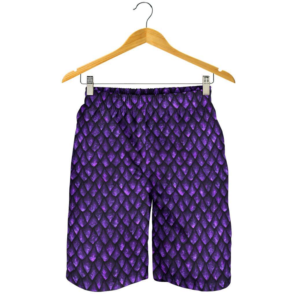 Purple Dragon Scales Pattern Print Men's Shorts