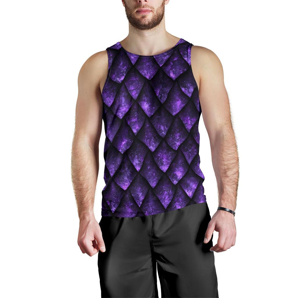 Purple Dragon Scales Pattern Print Men's Tank Top