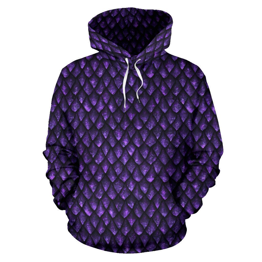 Purple Dragon Scales Pattern Print Pullover Hoodie