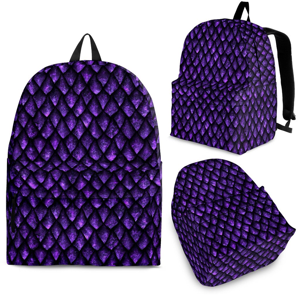 Purple Dragon Scales Pattern Print School Backpack