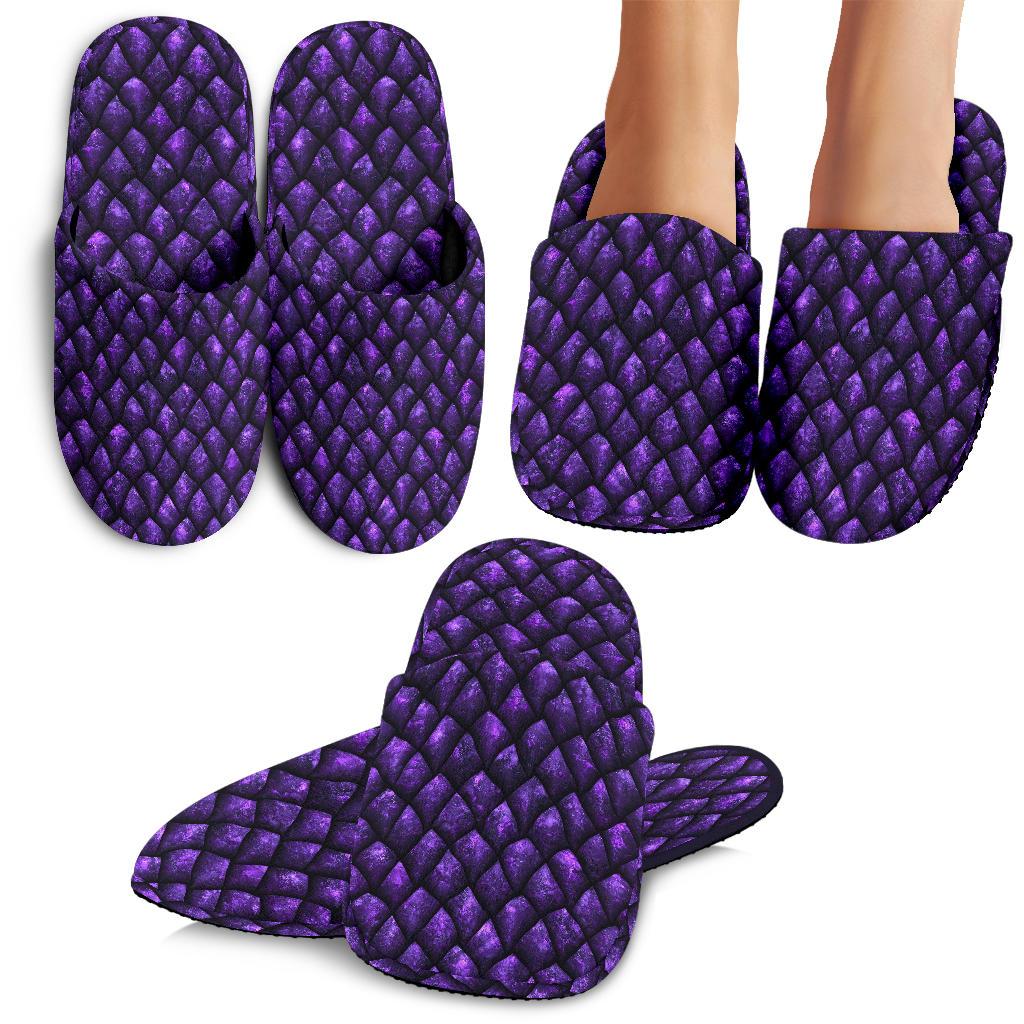 Purple Dragon Scales Pattern Print Slippers