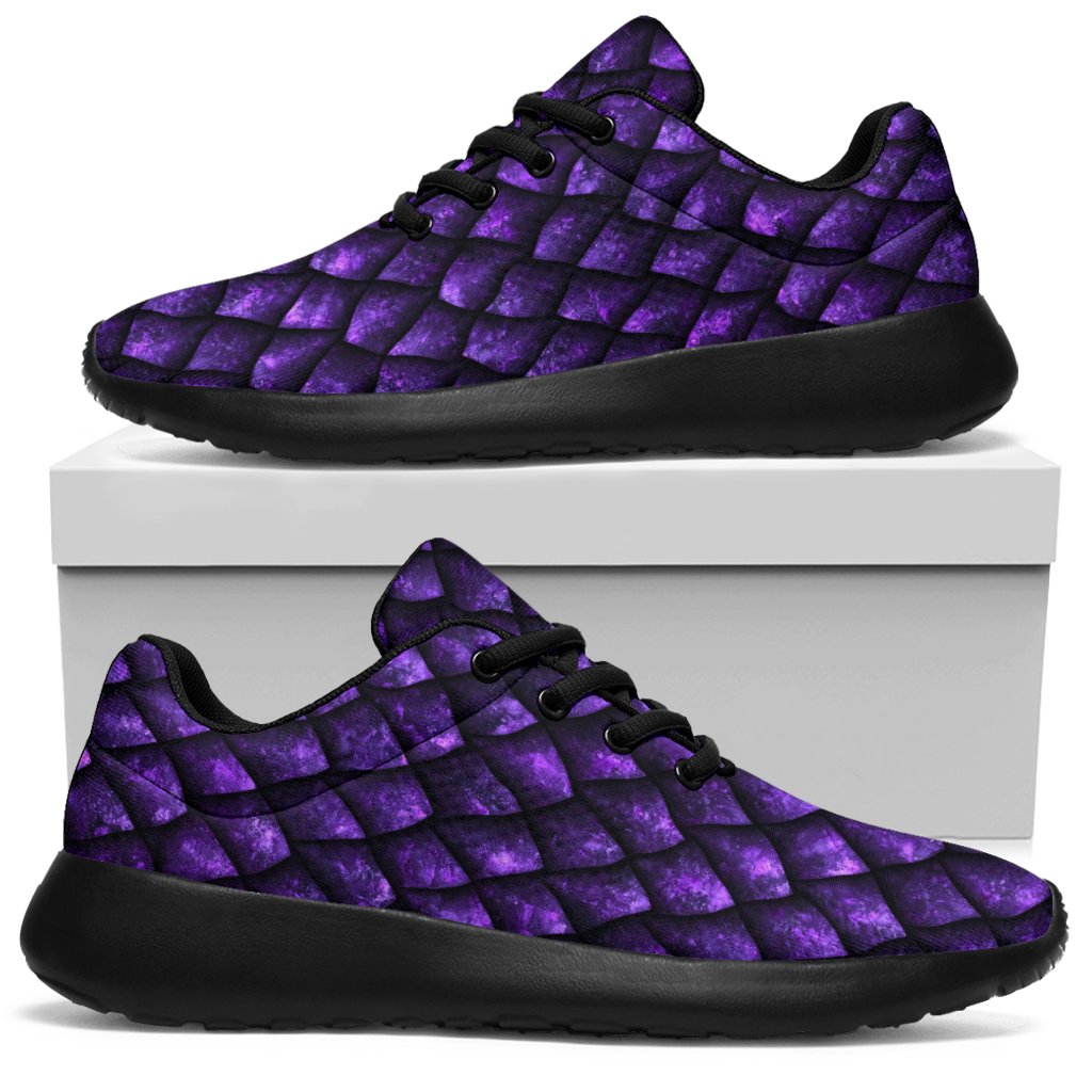 Purple Dragon Scales Pattern Print Sport Sneakers