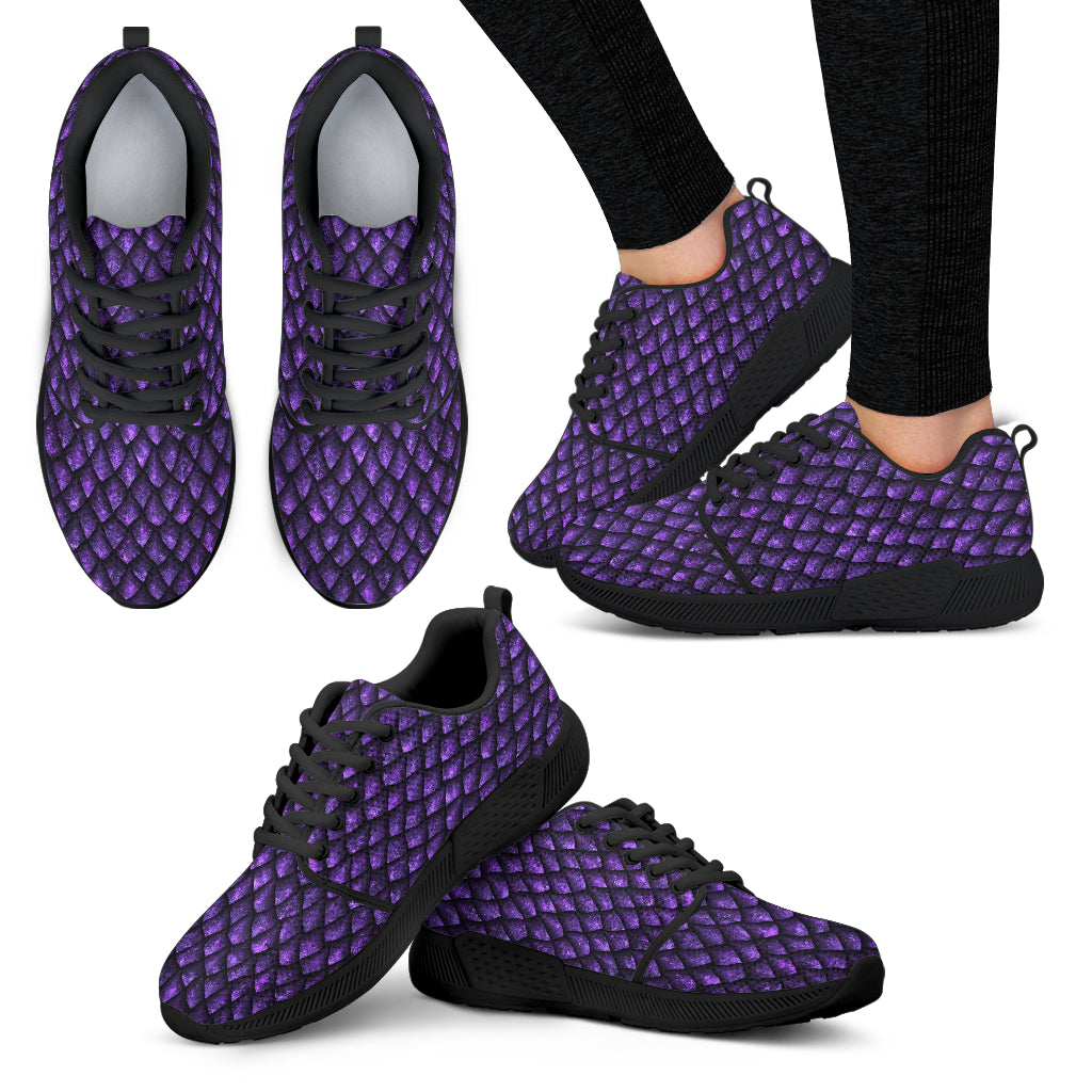 Purple Dragon Scales Pattern Print Women's Athletic Shoes