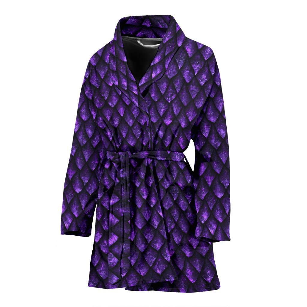 Purple Dragon Scales Pattern Print Women's Bathrobe