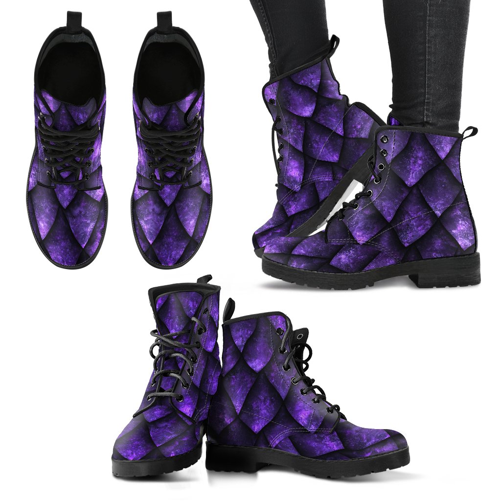 Purple Dragon Scales Pattern Print Women's Boots