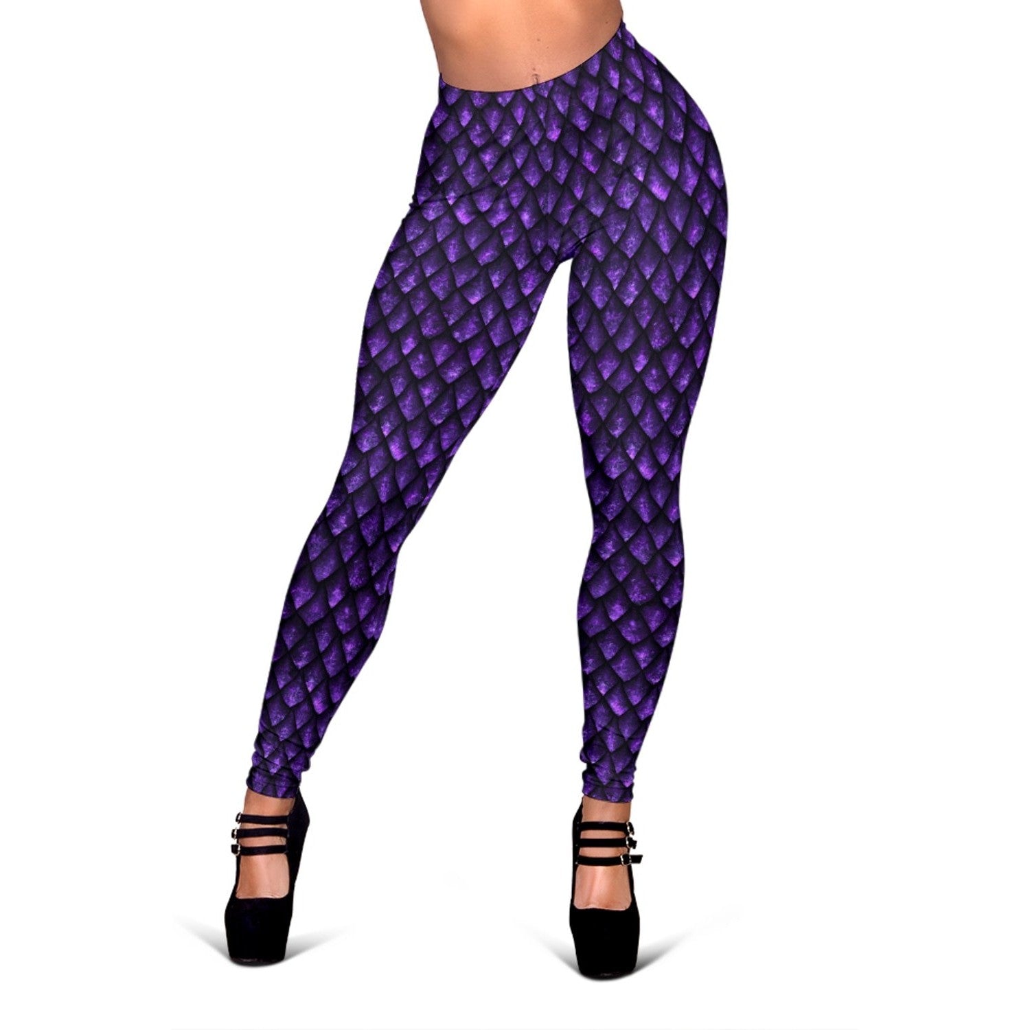 Purple Dragon Scales Pattern Print Women's Leggings